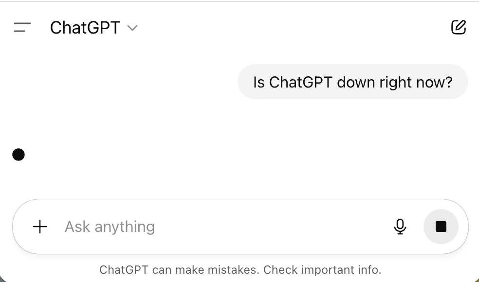 ChatGPT arayüzünde soruya yanıt olarak siyah nokta görüntüsü